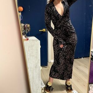 Free People Shayla Floral Long Sleeve Wrap Midi Dress Size S